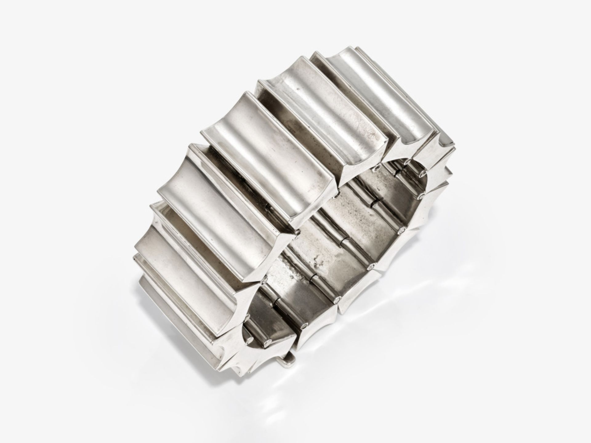 A vintage bracelet with ring made of high-gloss sterling silver - Mexico, Taxco, 1960s - 1970s - Image 2 of 3