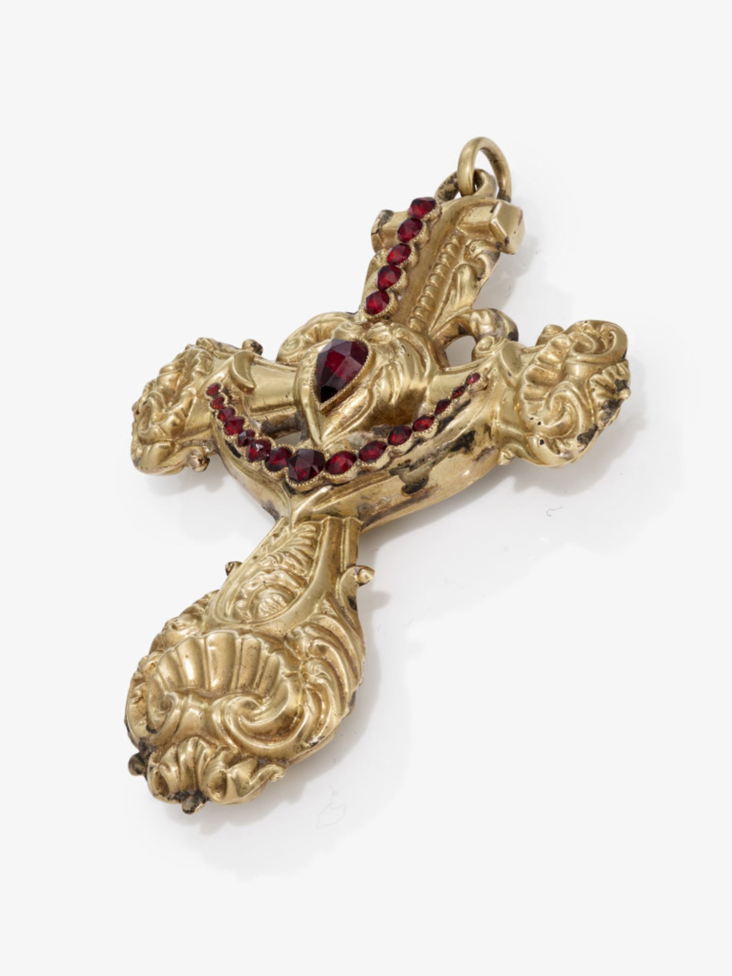 A cross pendant with garnets - Bohemia, circa 1850 - Image 2 of 2