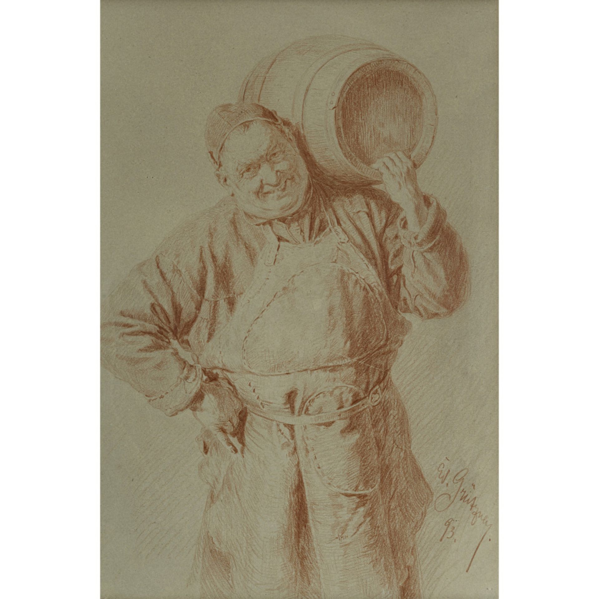 Eduard von Grützner - Monk with wine barrel