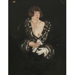 Paul Mathias Padua - Lady in black robe with bare breast. 1928