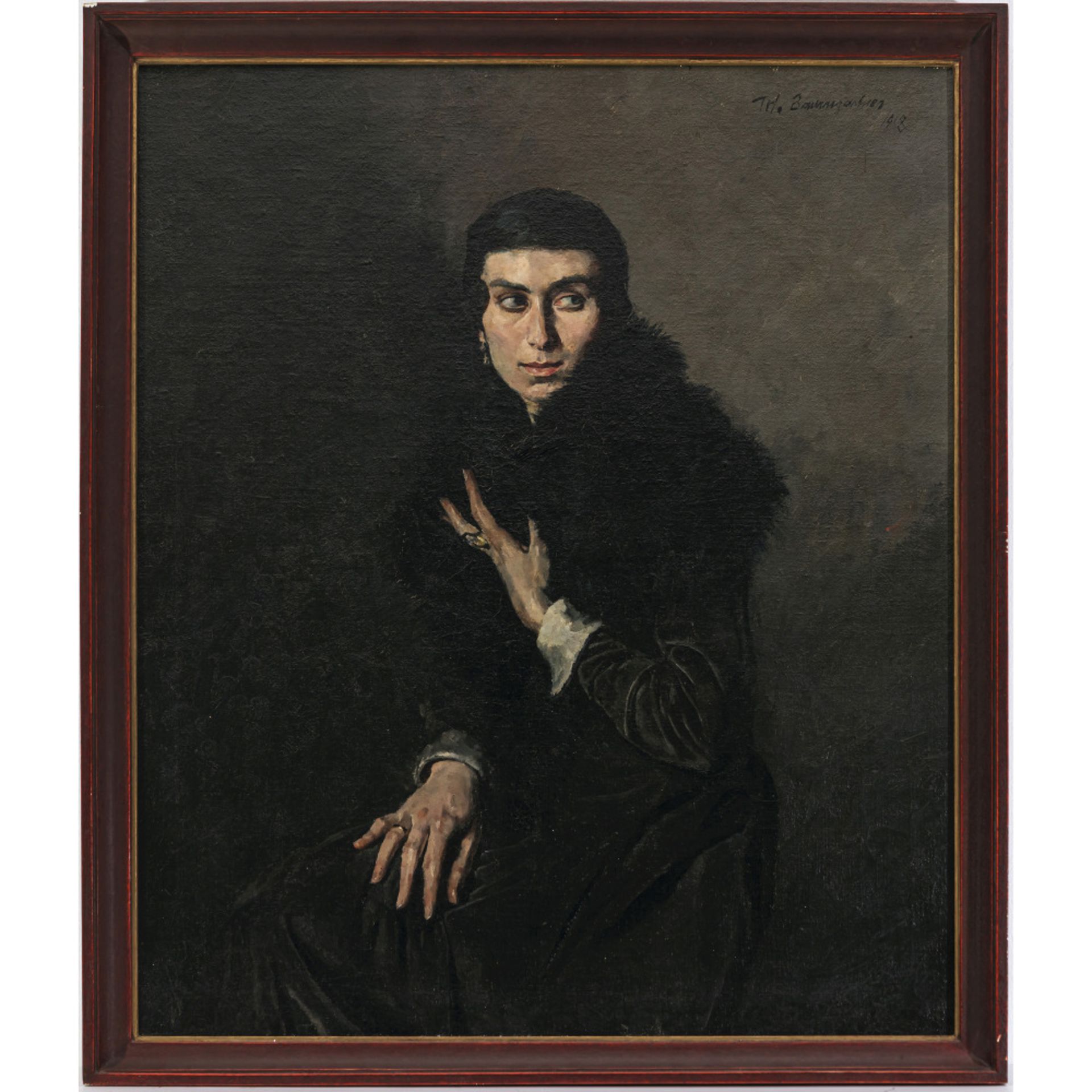 Thomas Baumgartner - Lady in black fur. 1918 - Image 2 of 2