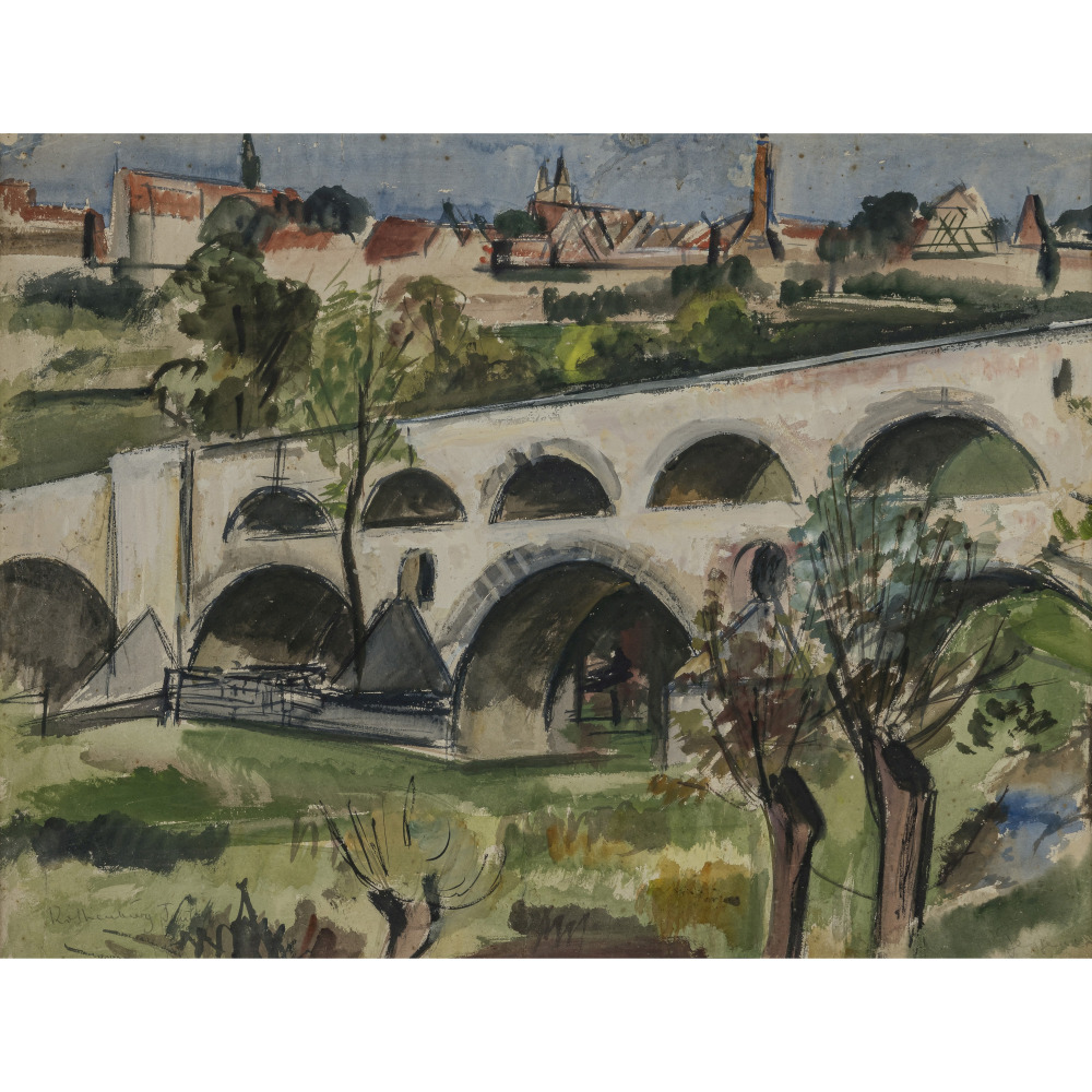Otto Geigenberger - Dorfansicht mit Aquädukt