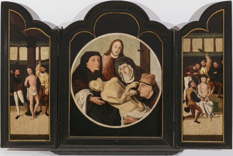 Niederlande 17th century (?) - Folding altar with the Lamentation of Christ (centre picture) and the