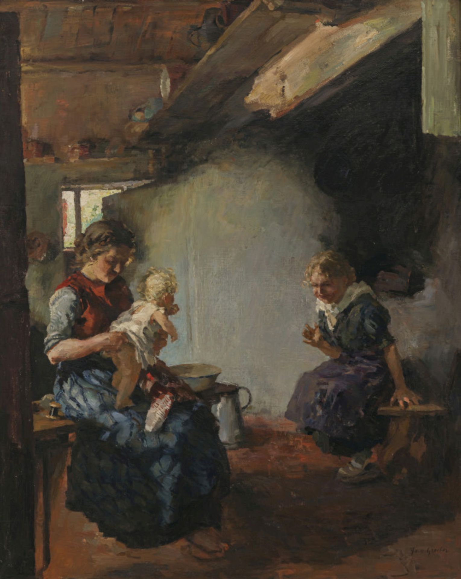 Hermann Groeber - Mutter mit ihren Kindern