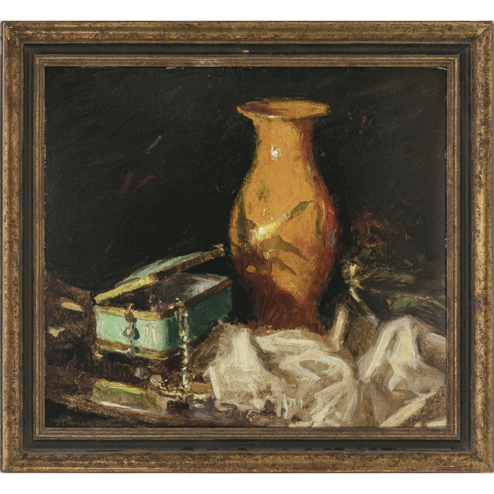 Unbekannt - Still life with jug and jewellery box - Image 2 of 2