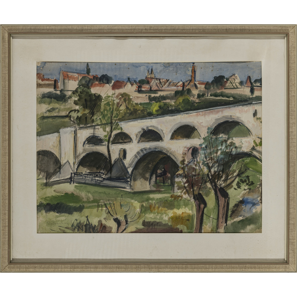 Otto Geigenberger - Dorfansicht mit Aquädukt - Bild 2 aus 2