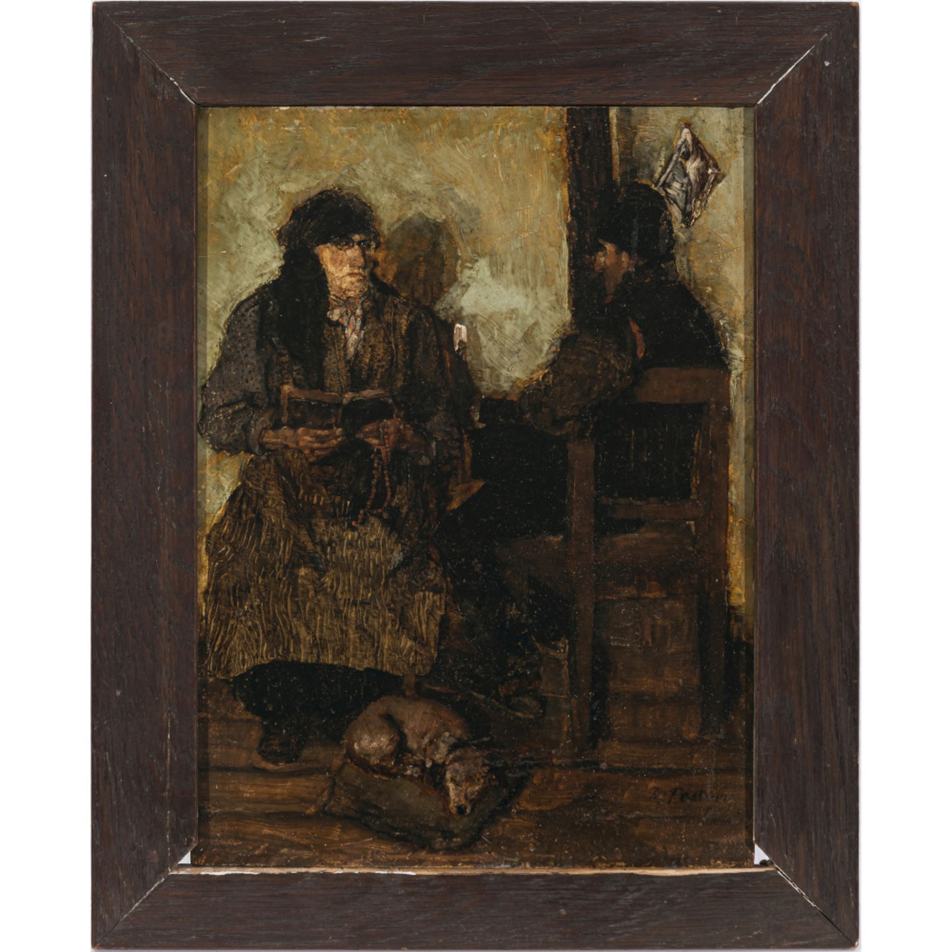 Paul Mathias Padua - Peasant couple with dog - Image 2 of 2