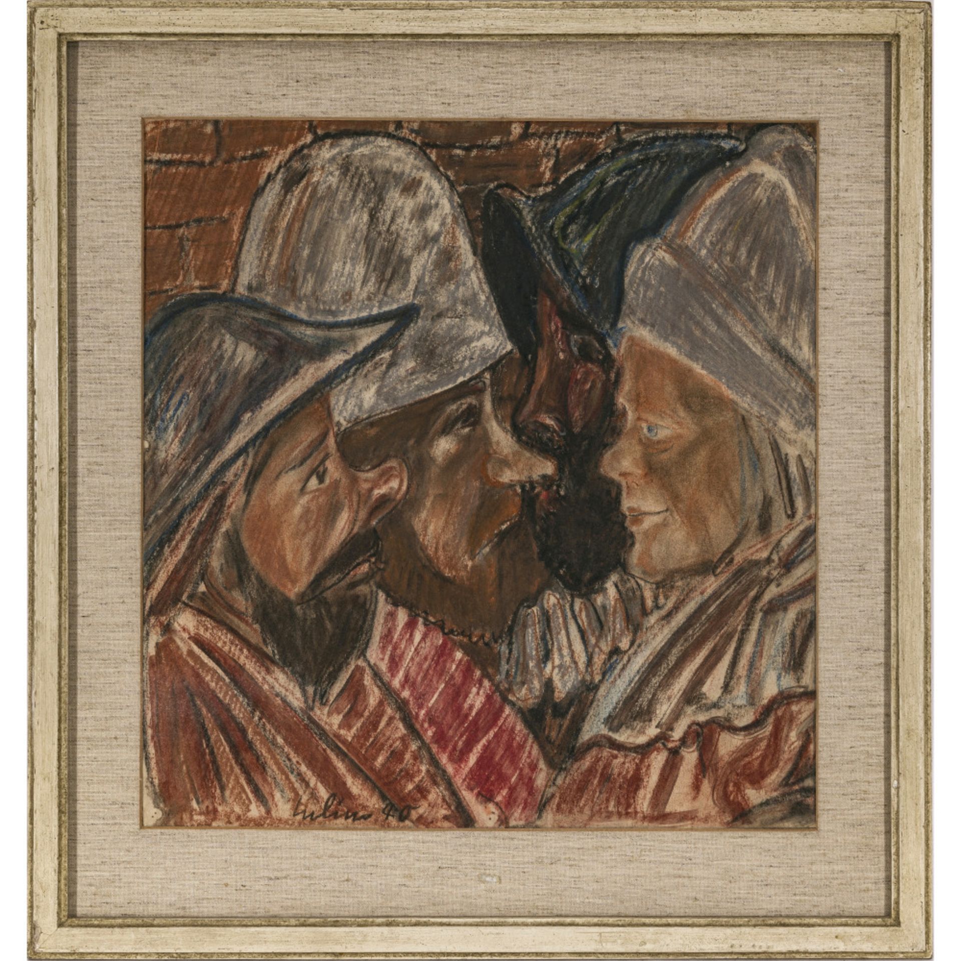 Julius Hüther - Four men in armour. 1940 - Image 2 of 2