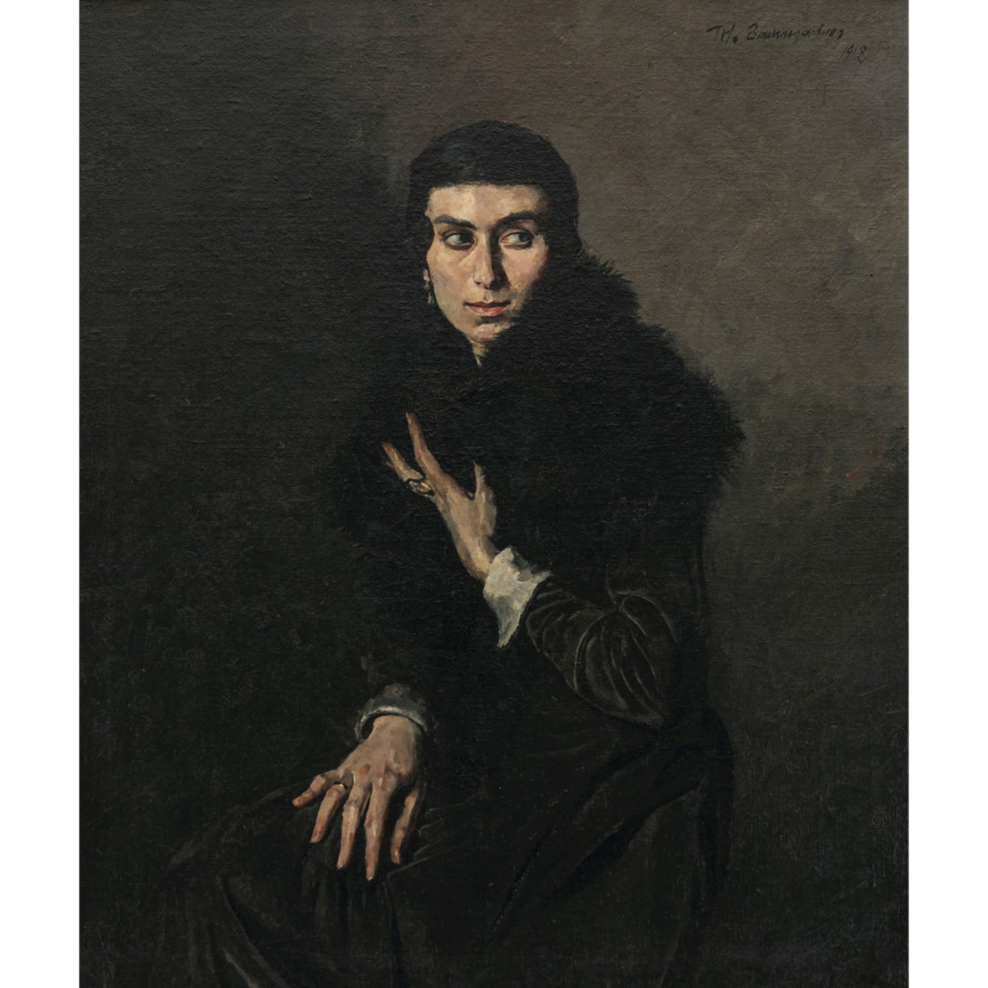 Thomas Baumgartner - Lady in black fur. 1918