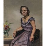 Thomas Baumgartner - Sitzende Dame in lila Kleid