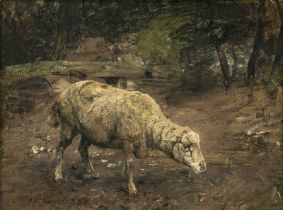 Heinrich von Zügel - Weidendes Schaf in Landschaft. 1880