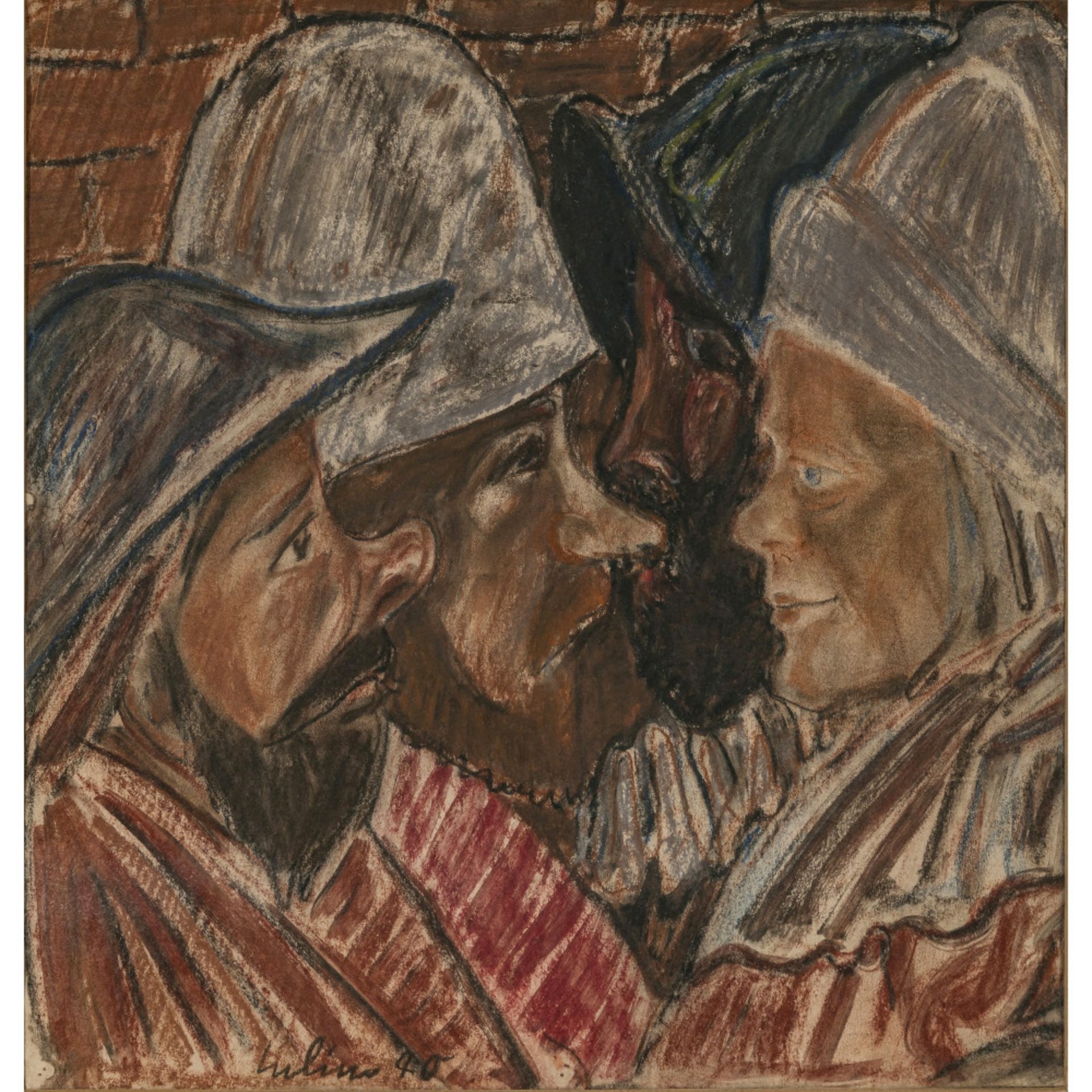 Julius Hüther - Four men in armour. 1940