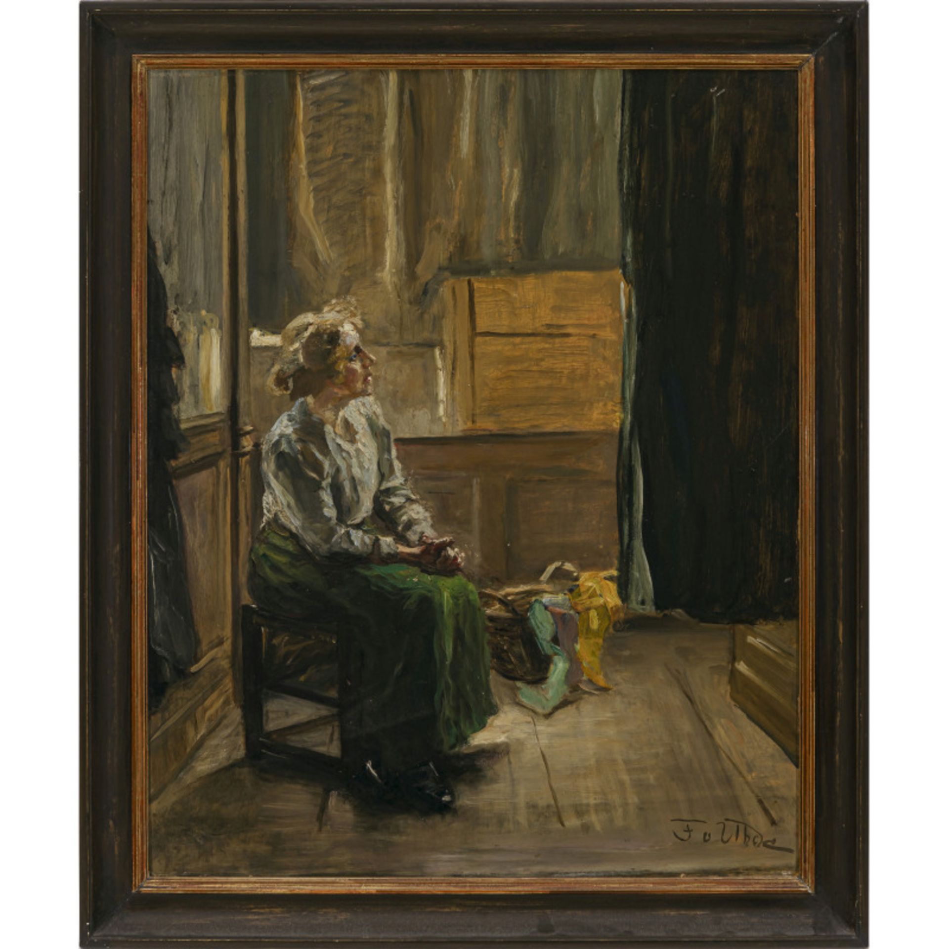 Fritz von Uhde - Interior with seated young woman - Image 2 of 2