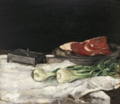 Paul Mathias Padua - Stillleben mit Fenchel und Fleisch. 1927