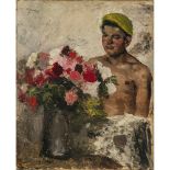 Paul Mathias Padua - Young man with yellow cap in front of a bouquet of flowers