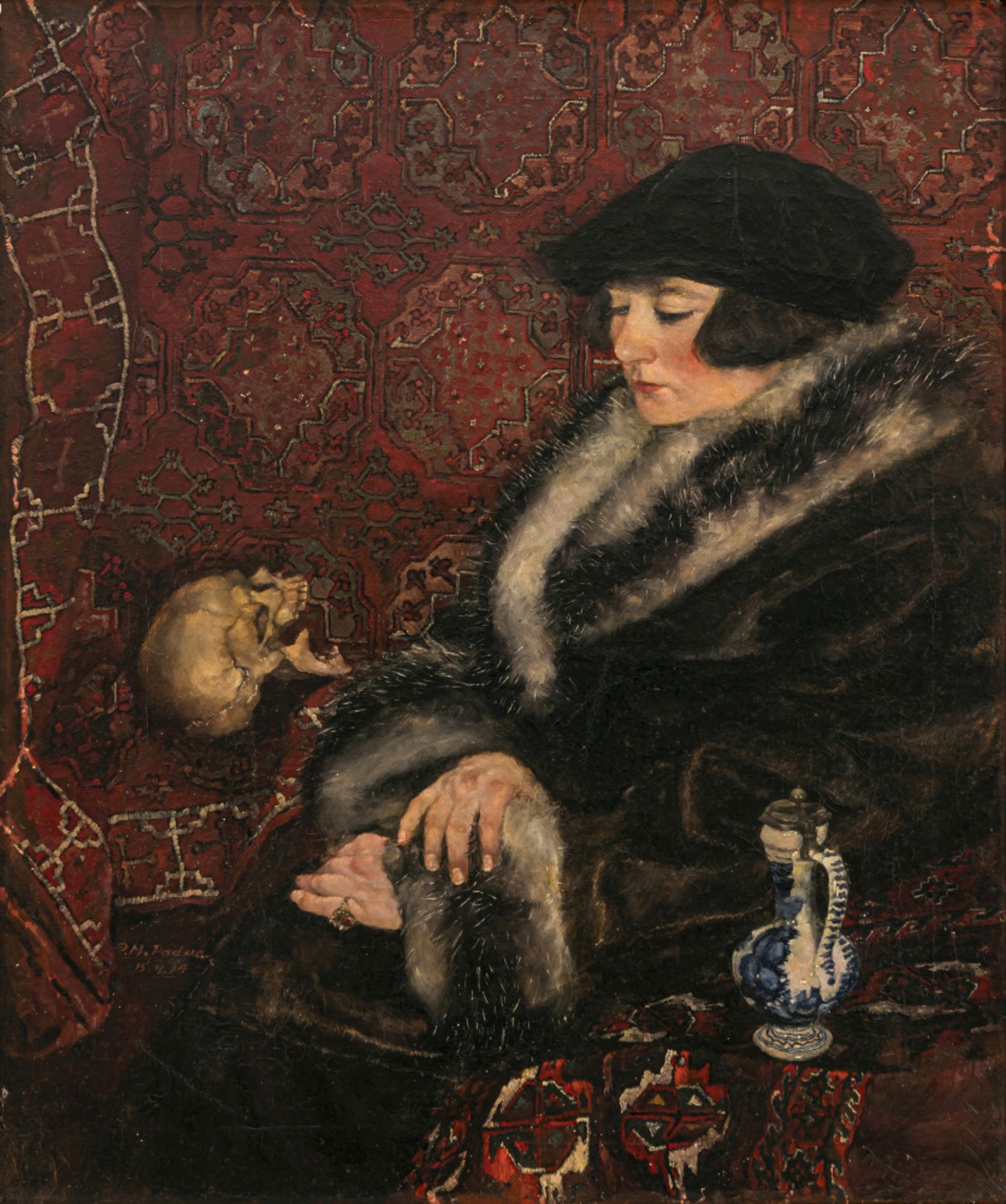 Paul Mathias Padua - Dame in Pelz mit Totenschädel. 1924