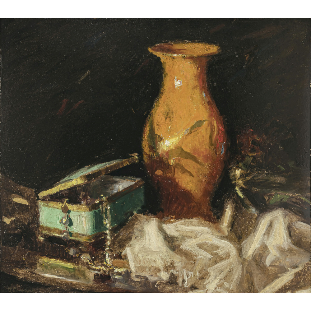 Unbekannt - Still life with jug and jewellery box