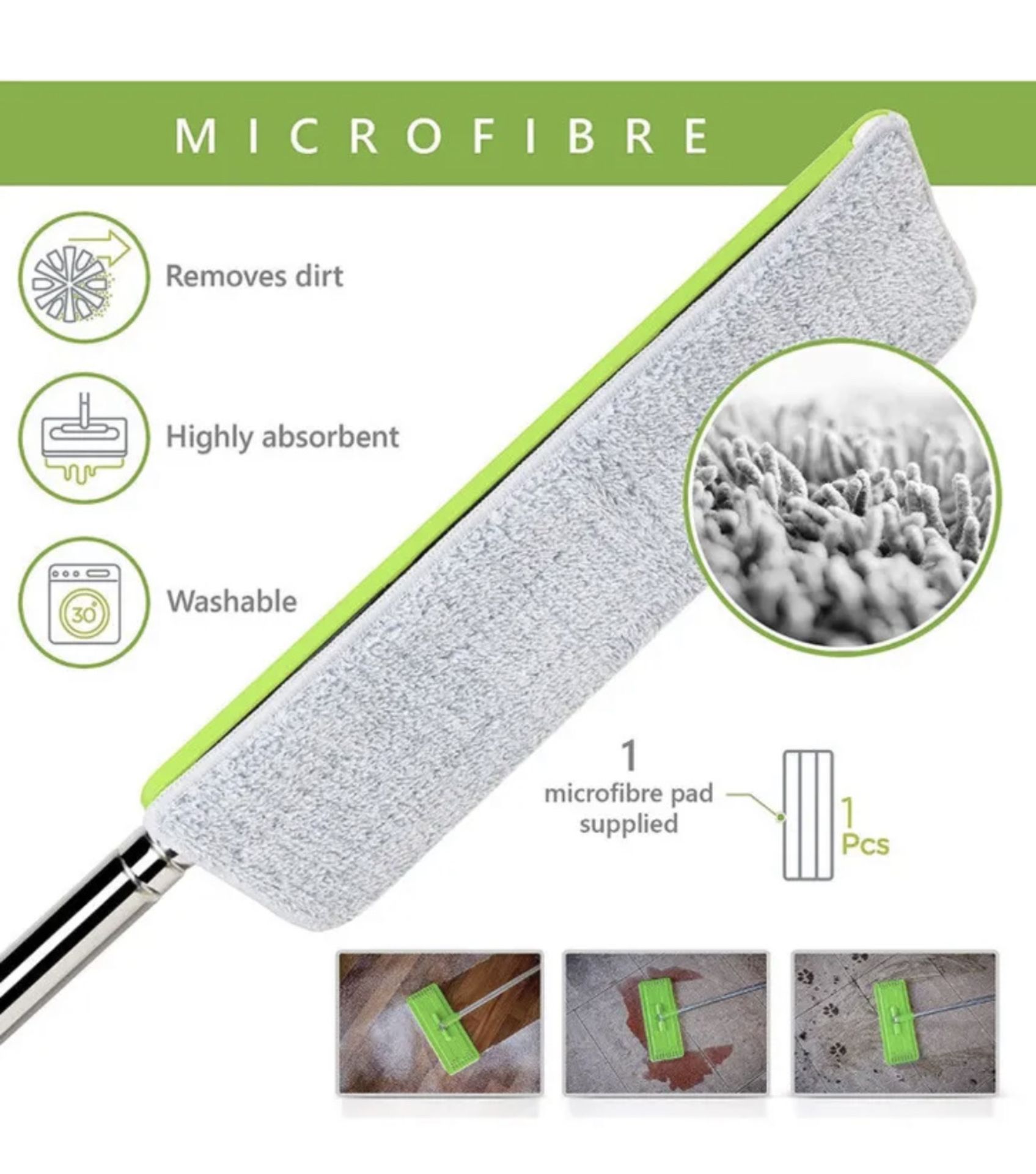 25 x EasyGleam Flat Microfibre Mop Pads in Grey  4pk - (NEW) - RRP Â£249 ! - Bild 5 aus 8