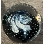 Caithness Scotland Cauldron Black Clear Glass Art 3â€ Paperweight