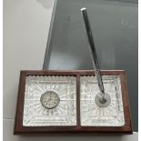 Waterford Crystal Quartz Clock and Pen Set on Wooden Base