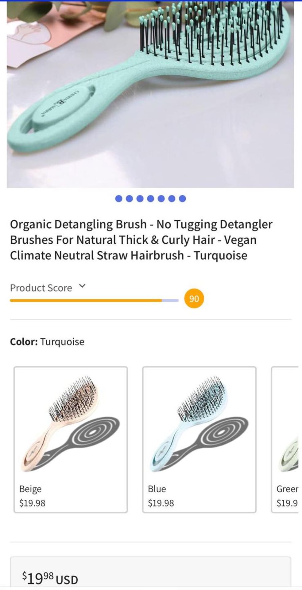 80 X Organic Detangling Hairbrushes in Peach & Lemon Colours - New - RRP Â£1,199! - Bild 3 aus 4