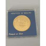 Beaune Hospices 22ct Gold Plated Coin / Medal