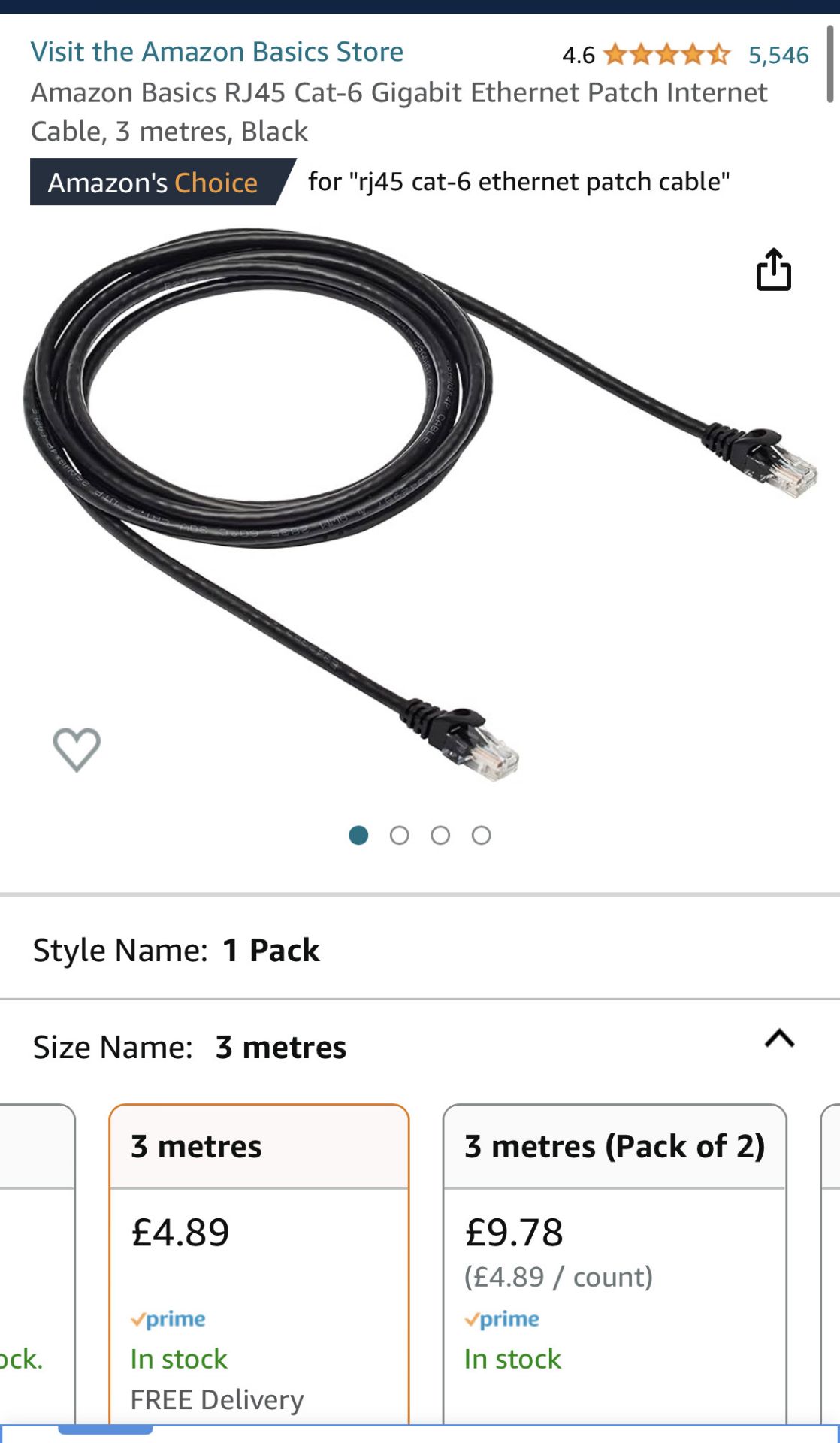 13 Ã— Amazon RJ45 Cat-6 Ethernet Cables 3M - (NEW/BOXED) - RRP Â£63.57 ! - Image 2 of 3
