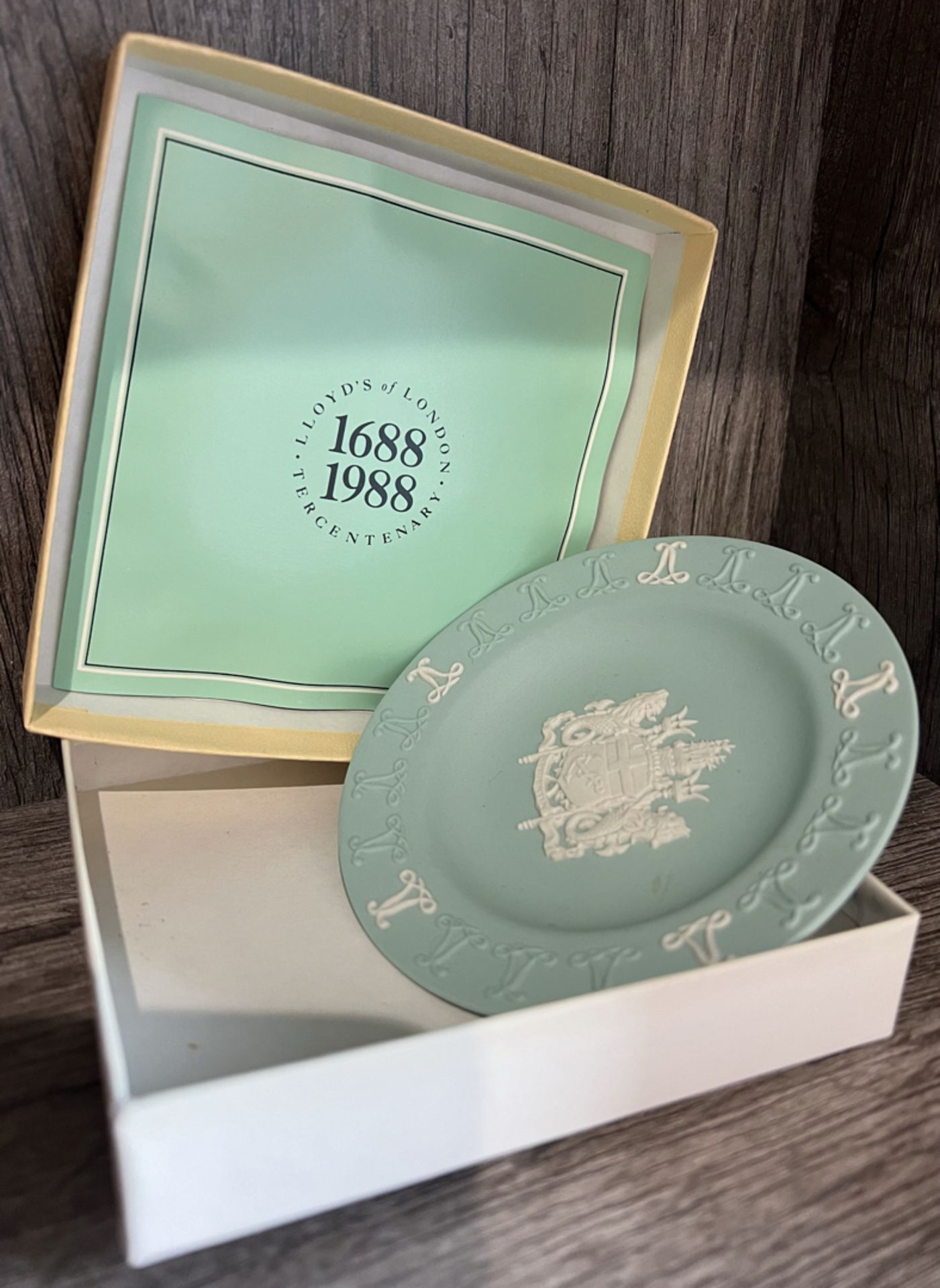 Wedgwood Sea Green Jasper Tray - Lloyd's Of London Tercentenary 1998 Dish