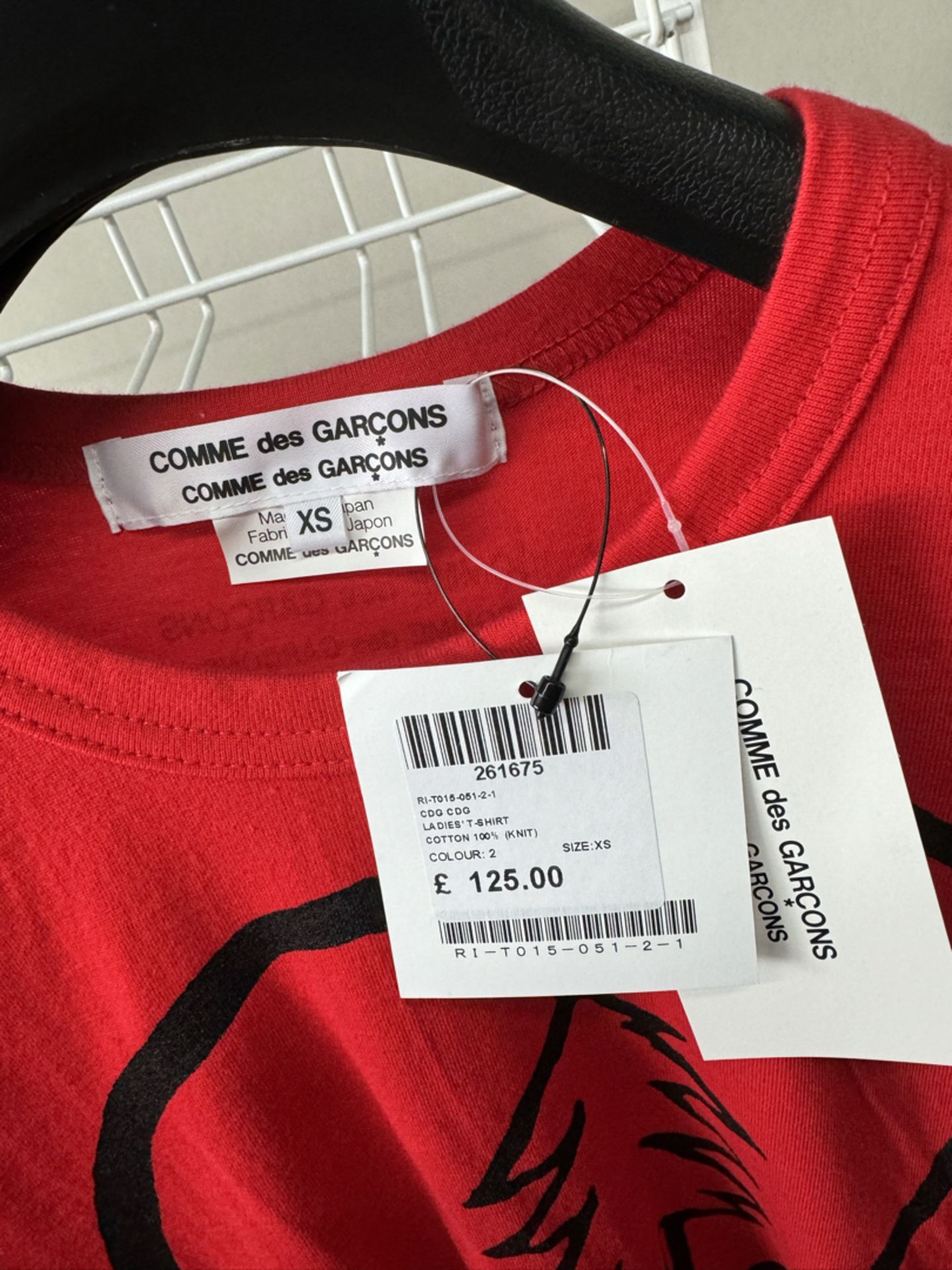Comme Des GarÃ§ons Ladies T-Shirt - New with Tags - Size XS - RRP Â£125 - NO VAT! - Image 3 of 3