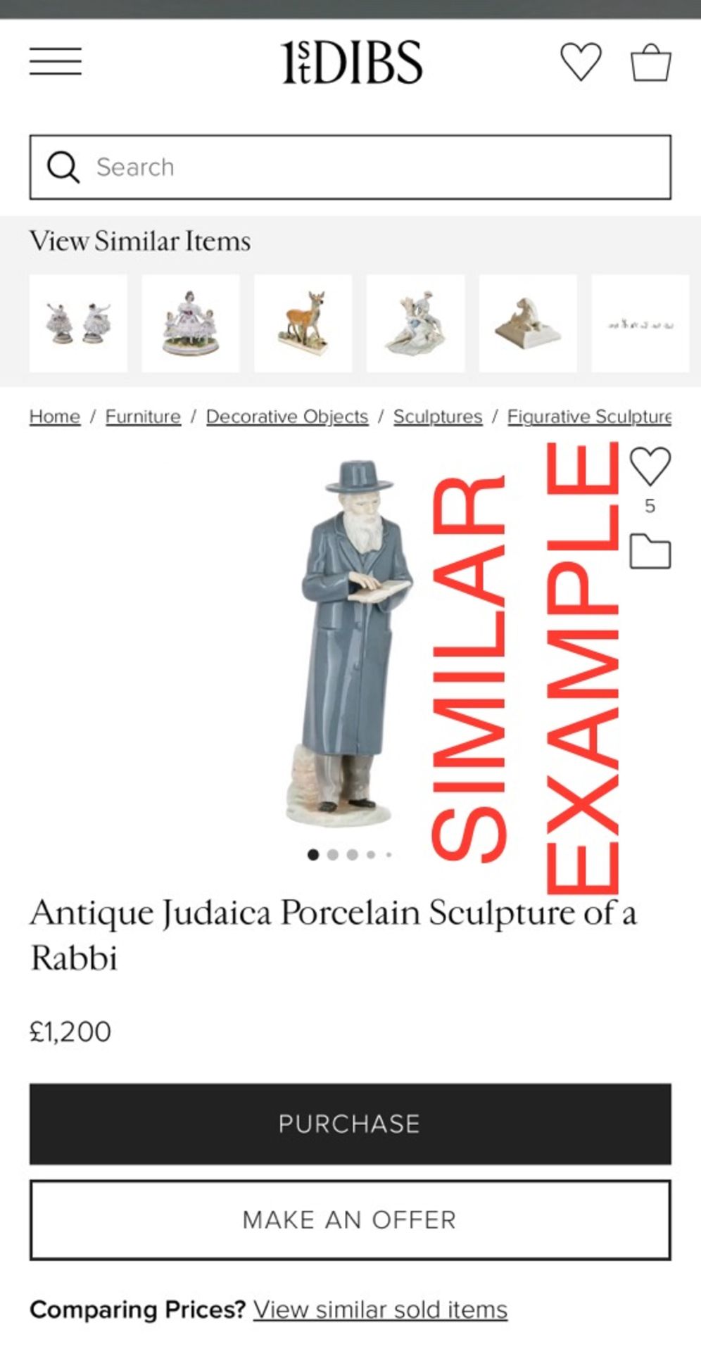 Authentic 12â€ Antique LLADÃ“ Nao 1982 Figurine Porcelain Ornament of Rabbi / Jewish Scholar - Image 4 of 4