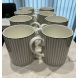 8 x M&S Hampton Mugs - White with Grey Stripe - Good Condition - Â£48 when new