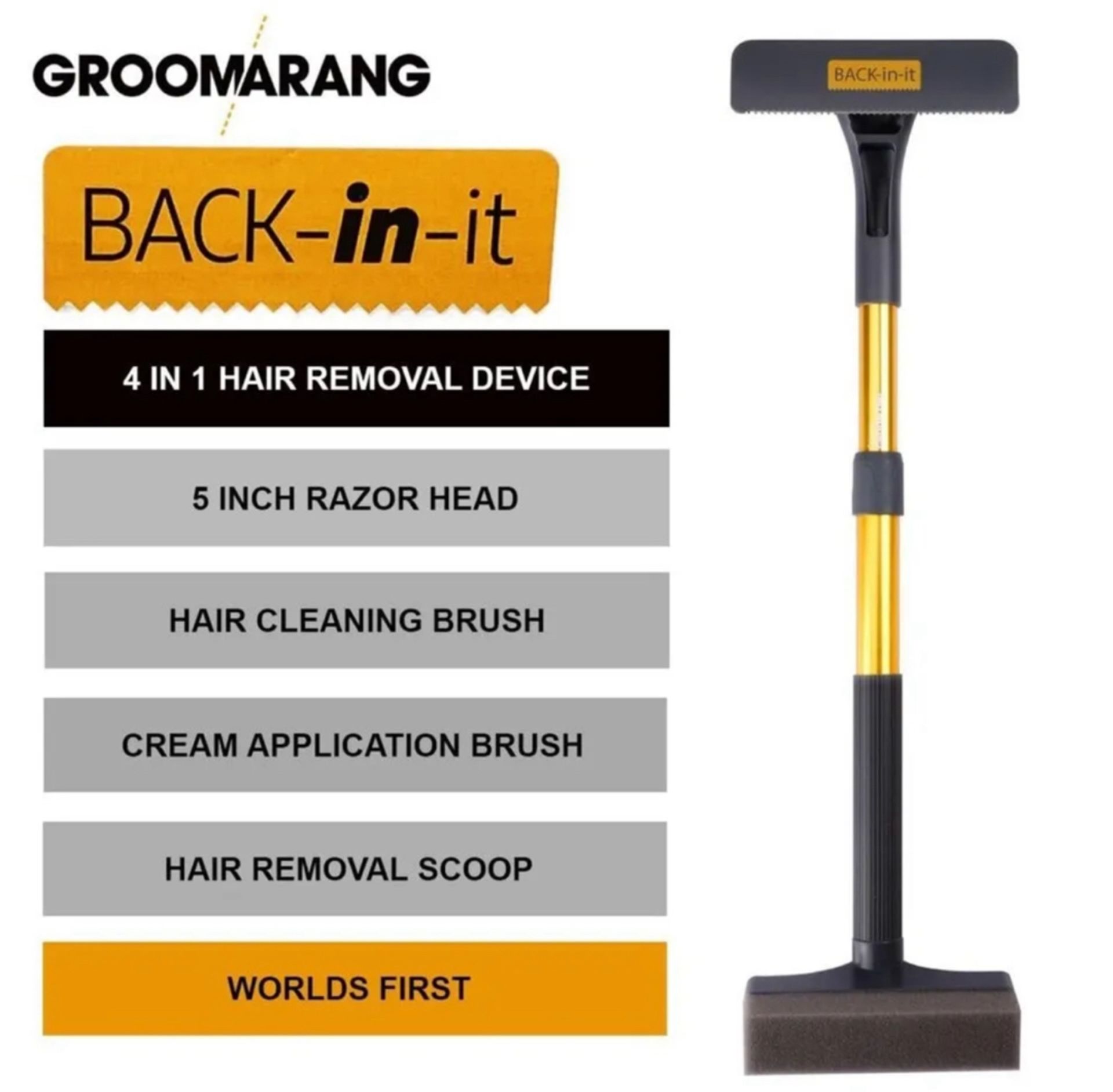 Groomarang 'Back In It' Back Shaver and Body Hair Removal Device - NEW -  RRP Â£23 - Image 4 of 7