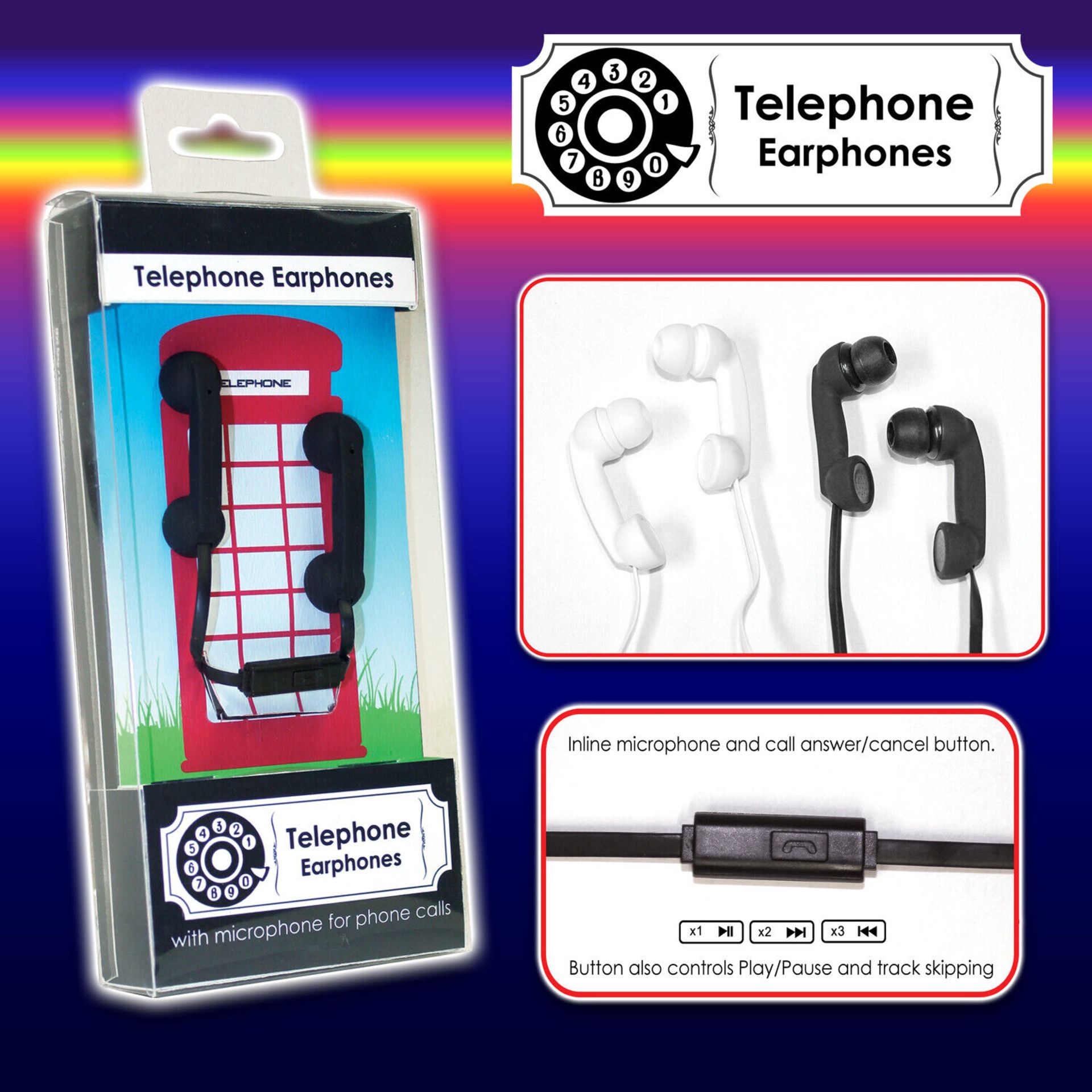 48 x Telephone Earphones with Microphone  - (NEW) - RRP Â£430.56 ! - Bild 4 aus 9