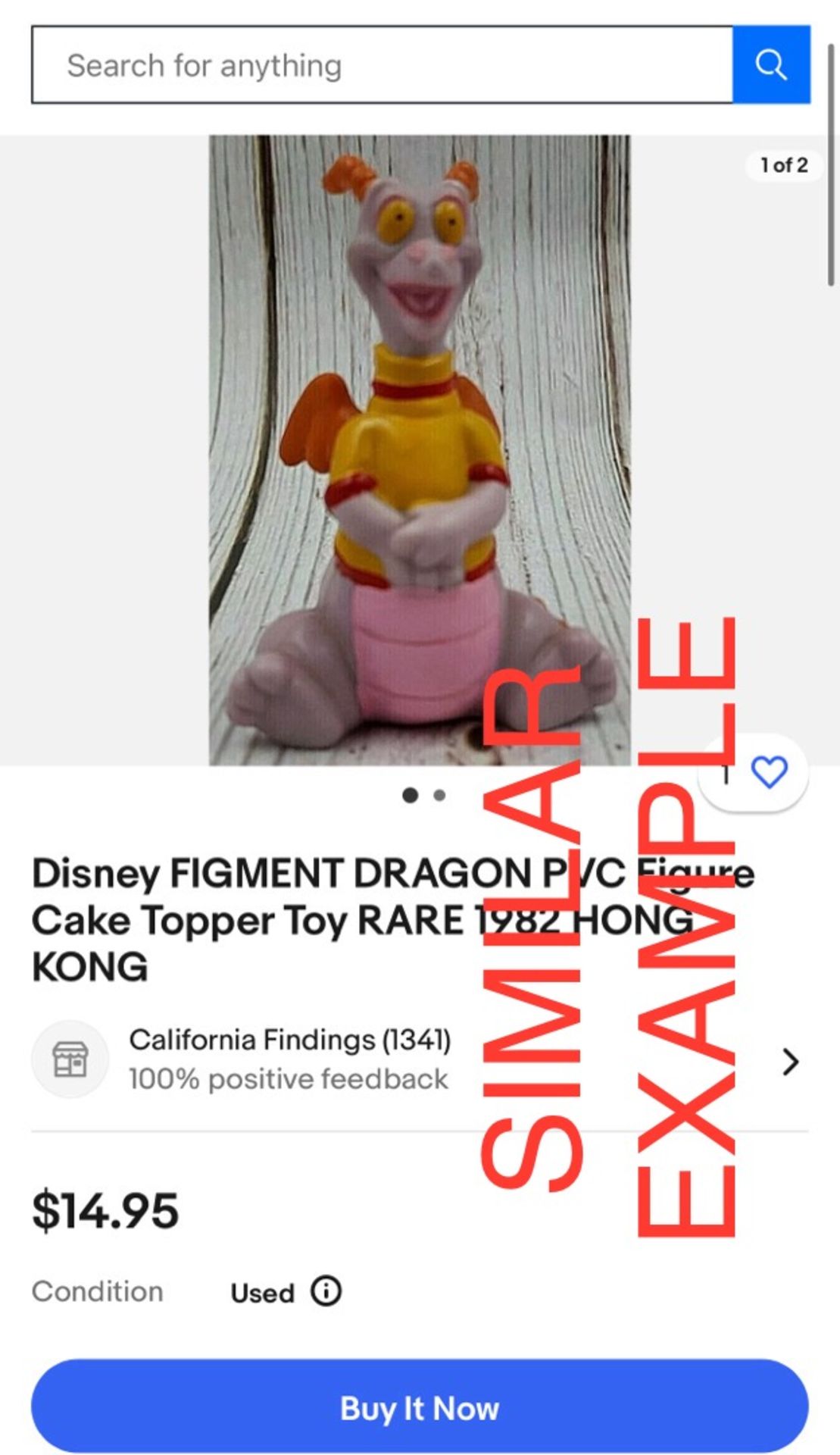 Disney FIGMENT DRAGON PVC Figure Cake Topper Toy - Rare 1982 HONG KONG - Image 3 of 3
