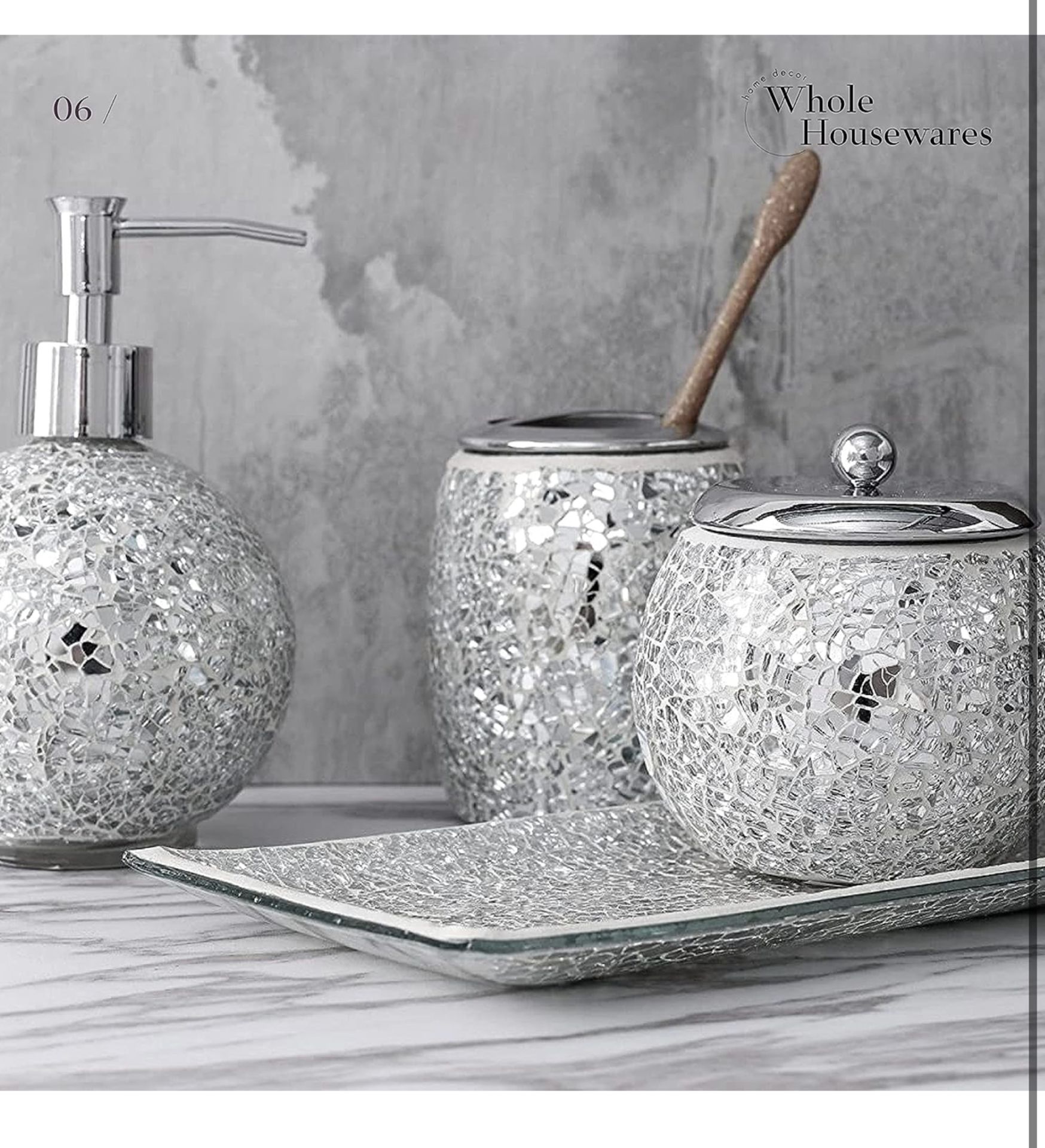 RAW RETURN - Whole Housewares 4 Piece Silver Bathroom Set - Image 6 of 8