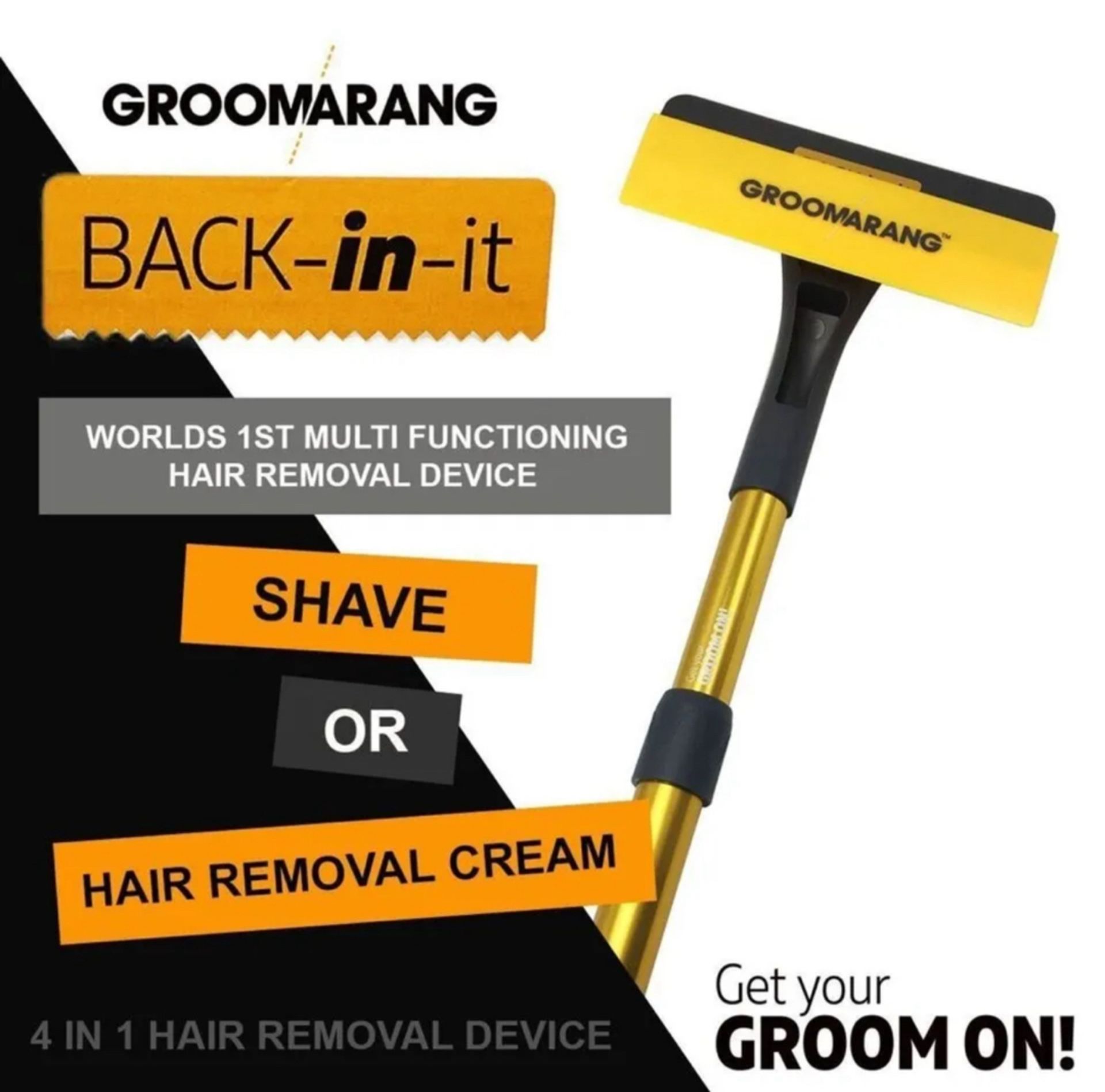 Groomarang 'Back In It' Back Shaver and Body Hair Removal Device - NEW -  RRP Â£23 - Image 2 of 7