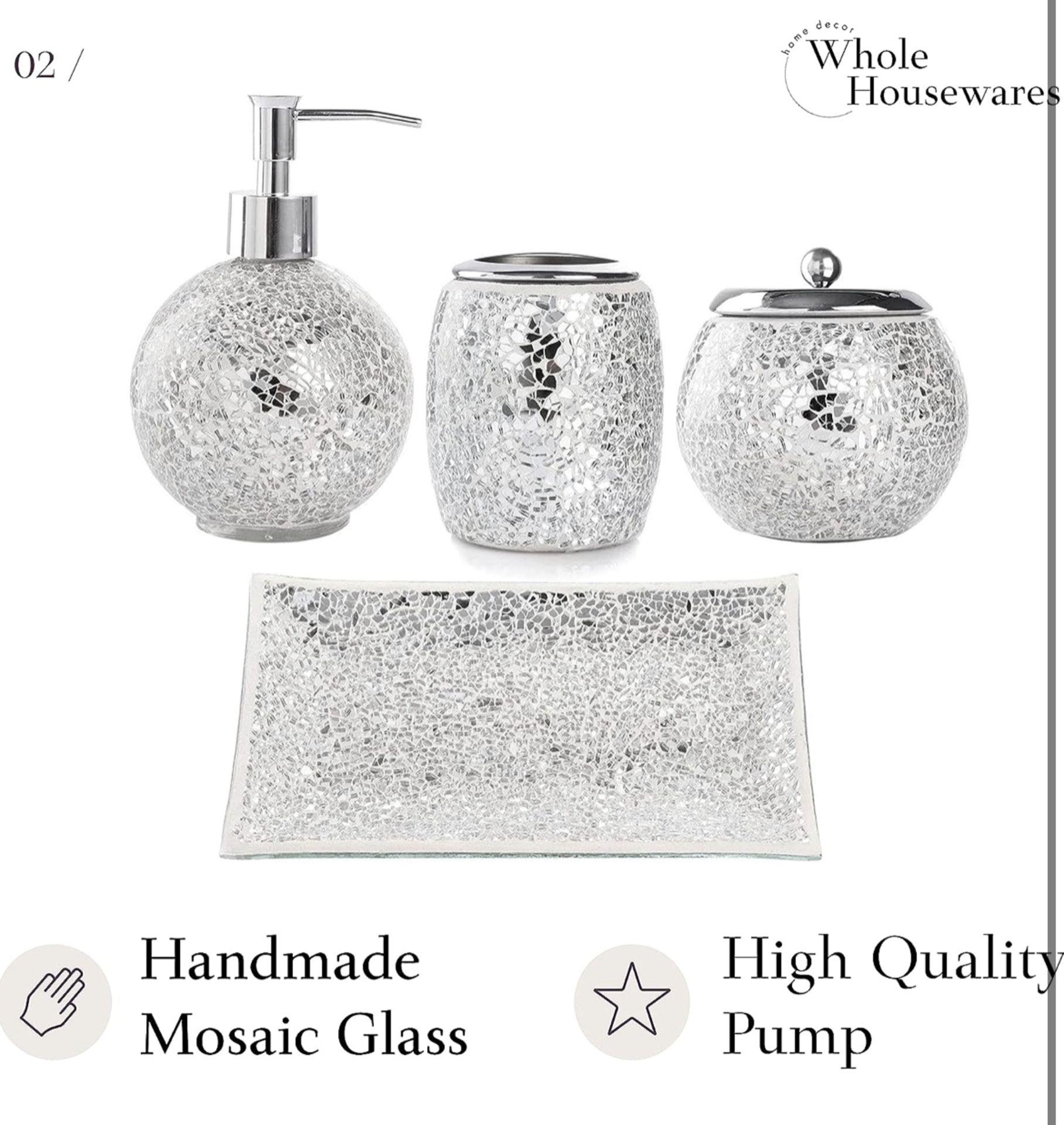 RAW RETURN - Whole Housewares 4 Piece Silver Bathroom Set - Image 3 of 8