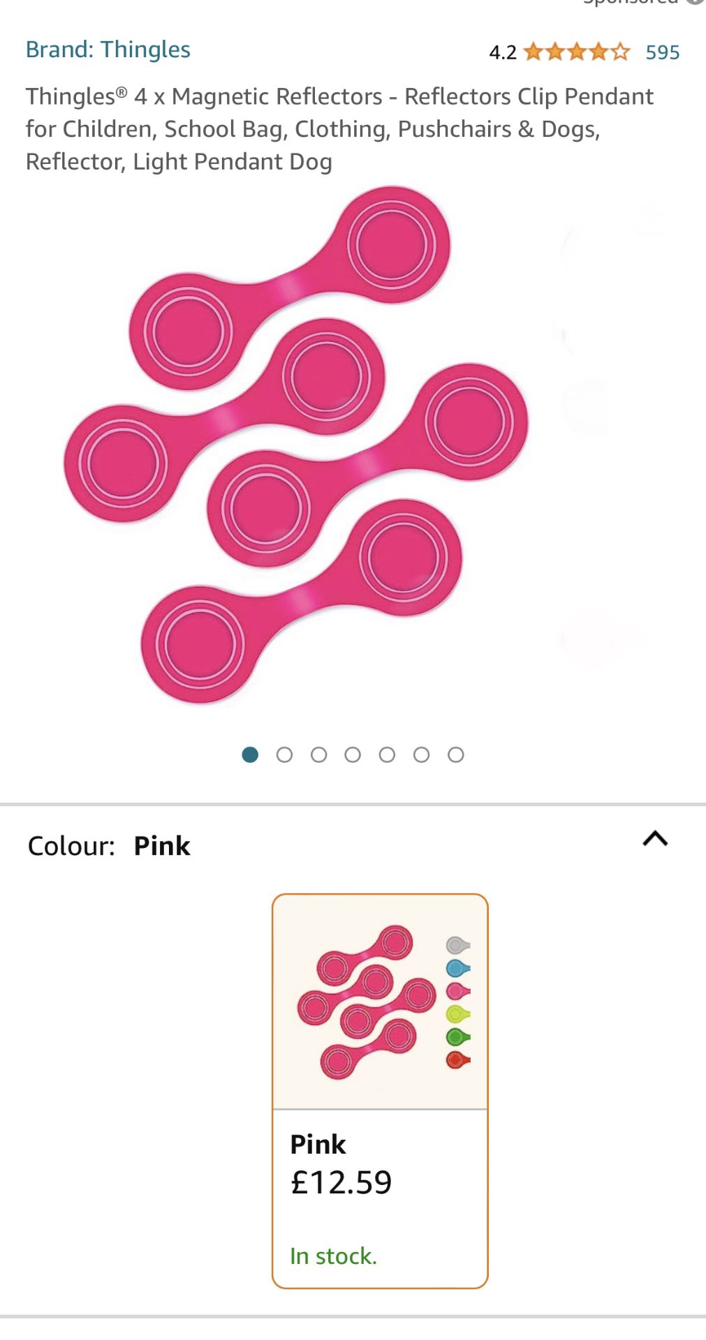 100 x Thingles Pink 4 Pack of Magnetic Reflectors for Children, School Bag, Bike etc - RRP £799! - Bild 2 aus 9