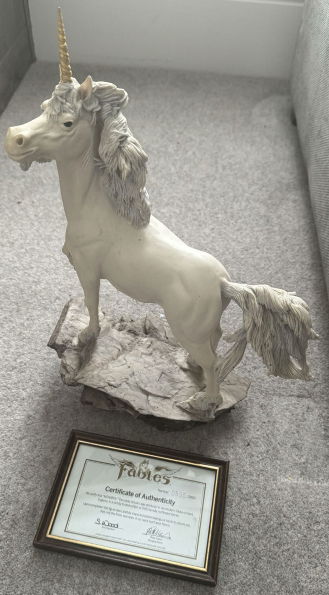 Royal Doulton Fables Unicorn Monarch - Rare Ltd Edition Sculpture with Framed COA