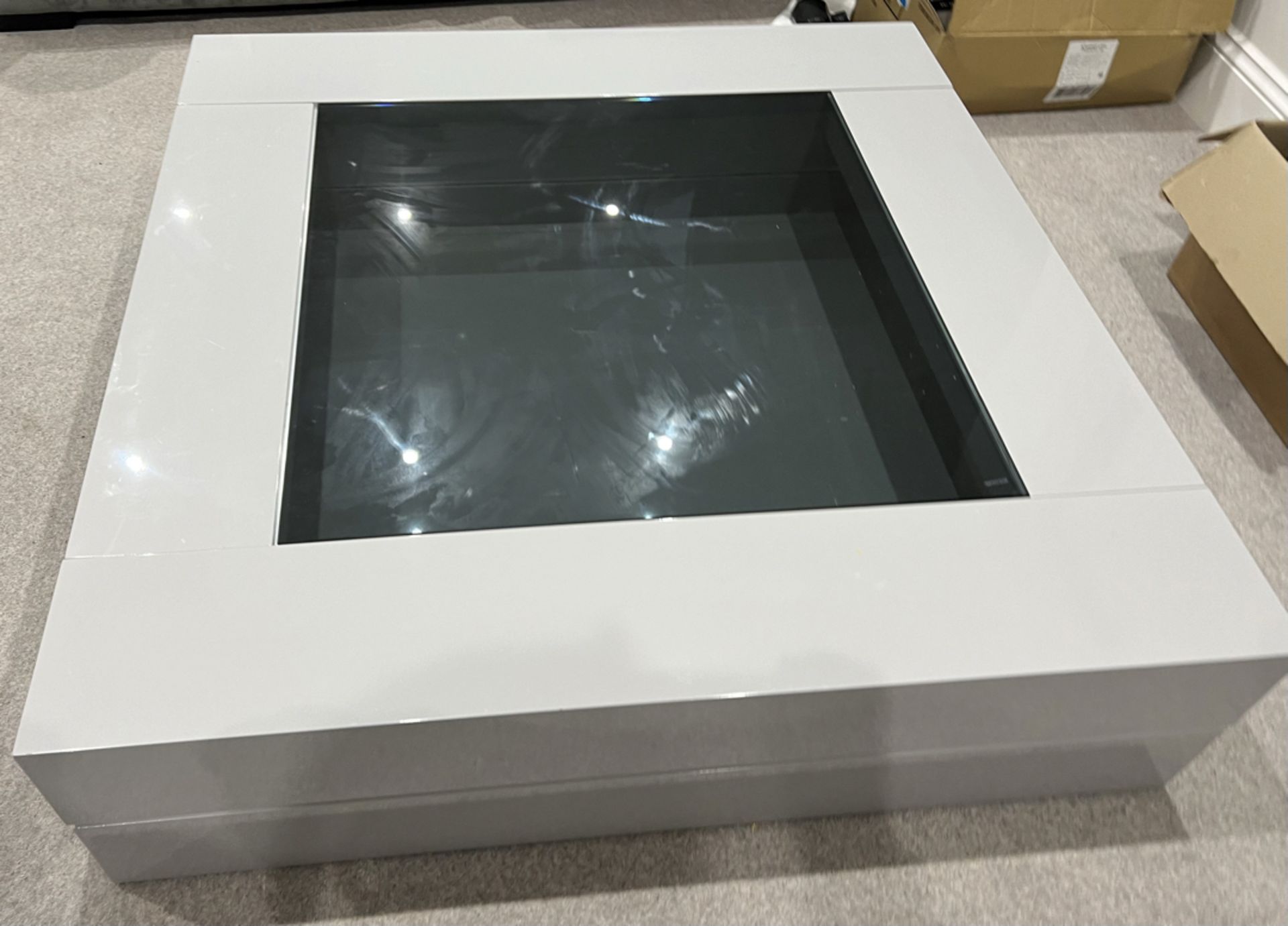 Quatropi Design Studios 682E Square Glass Topped Modern Grey Coffee Table - RRP Â£575 - Bild 4 aus 7