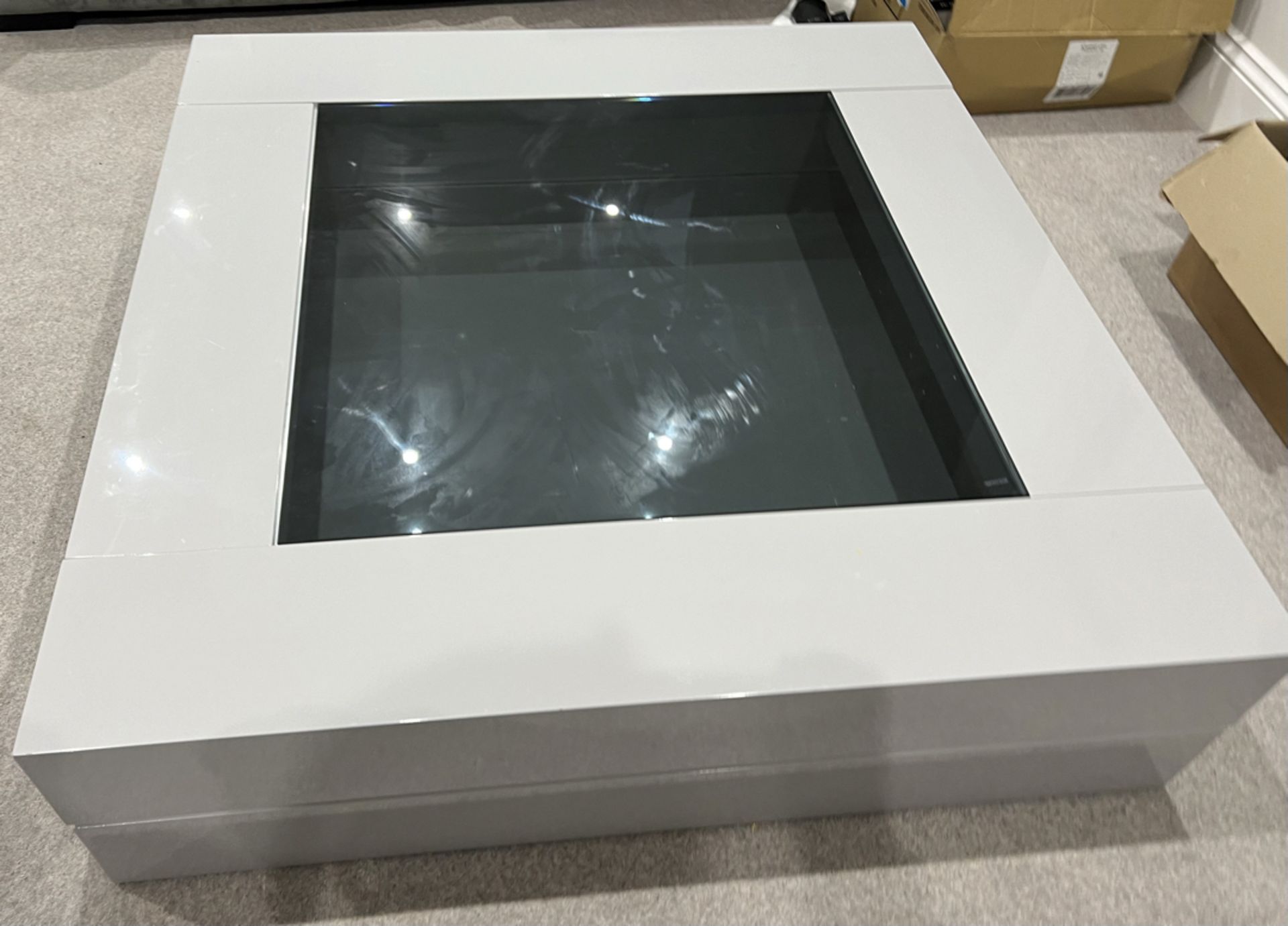 Quatropi Design Studios 682E Square Glass Topped Modern Grey Coffee Table - RRP Â£575 - Image 4 of 7