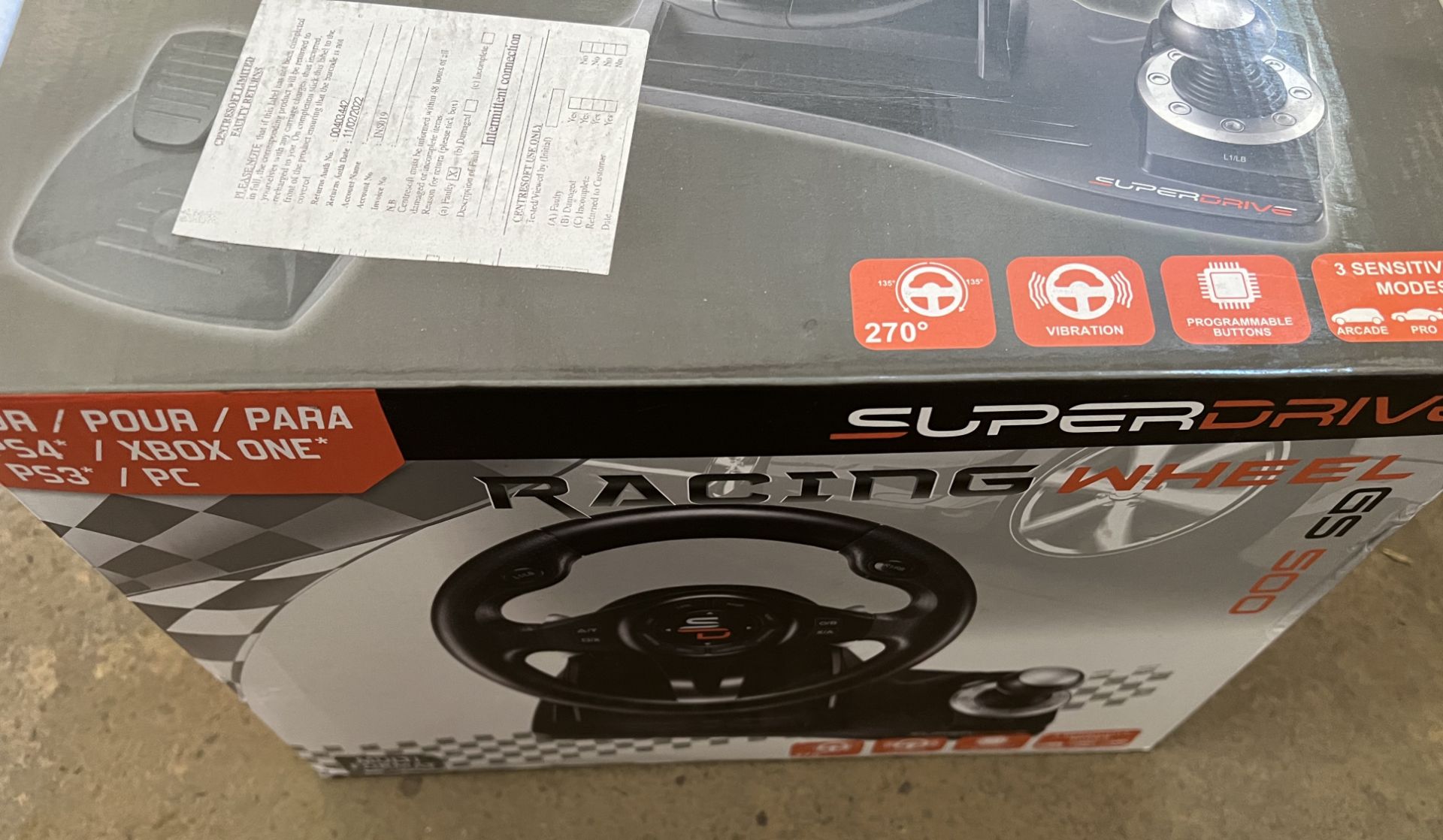 RAW RETURN -SUBSONIC GS500 Drive Pro Sport Wheel & Pedals - PS4/PS3/XBOX ONE/PC/SWITCH -RRP NEW £75!