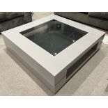 Quatropi Design Studios 682E Square Glass Topped Modern Grey Coffee Table - RRP Â£575