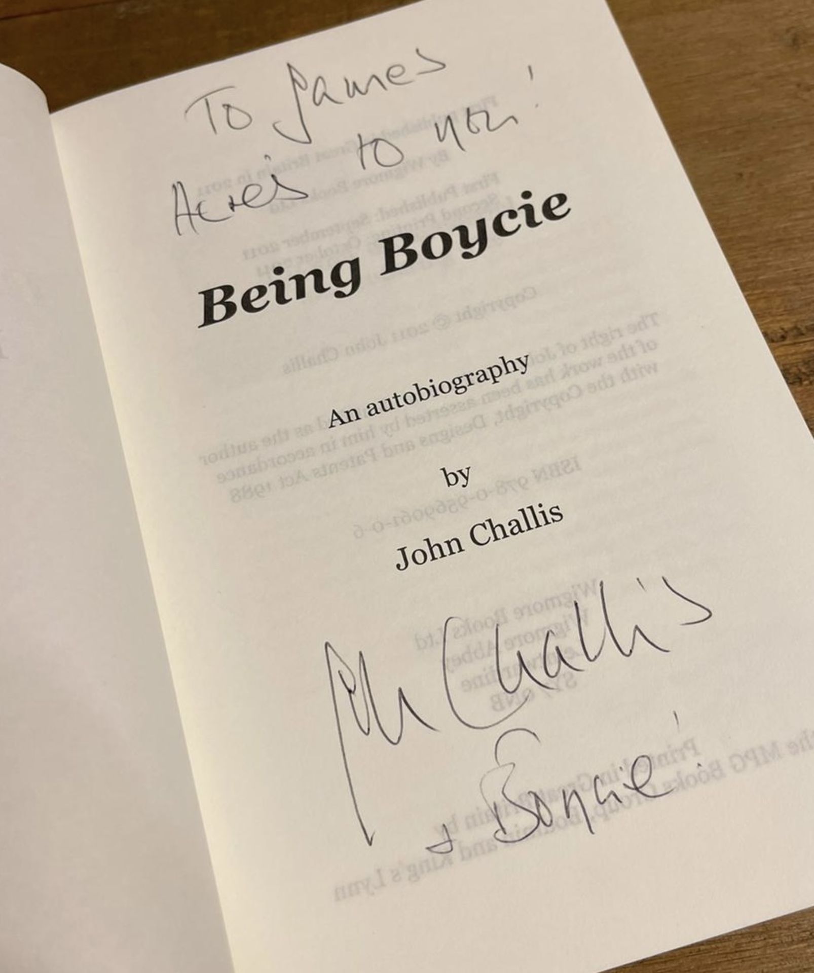 BOYCIEâ€™ BOOK, HAND SIGNED BY â€˜JOHN CHALLISâ€™ OF ONLY FOOLS & HORSES - NO VAT! - Image 2 of 8