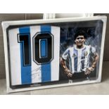 HAND SIGNED, BEAUTIFULLY FRAMED â€˜MARADONAâ€™ SHIRT WITH COA - NO VAT!