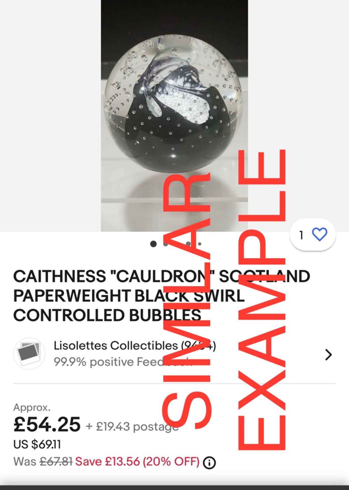 Caithness Scotland Cauldron Black Clear Glass Art 3â€ Paperweight - NO VAT ! - Image 2 of 5
