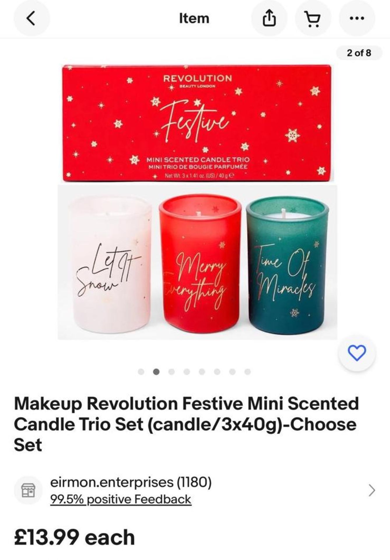 Revolution Beauty Londonâ€™ Festive Mini Scented Candle Trio Set - 3 x 40g - (NEW) - RRP Â£13.99 ! - Image 2 of 2
