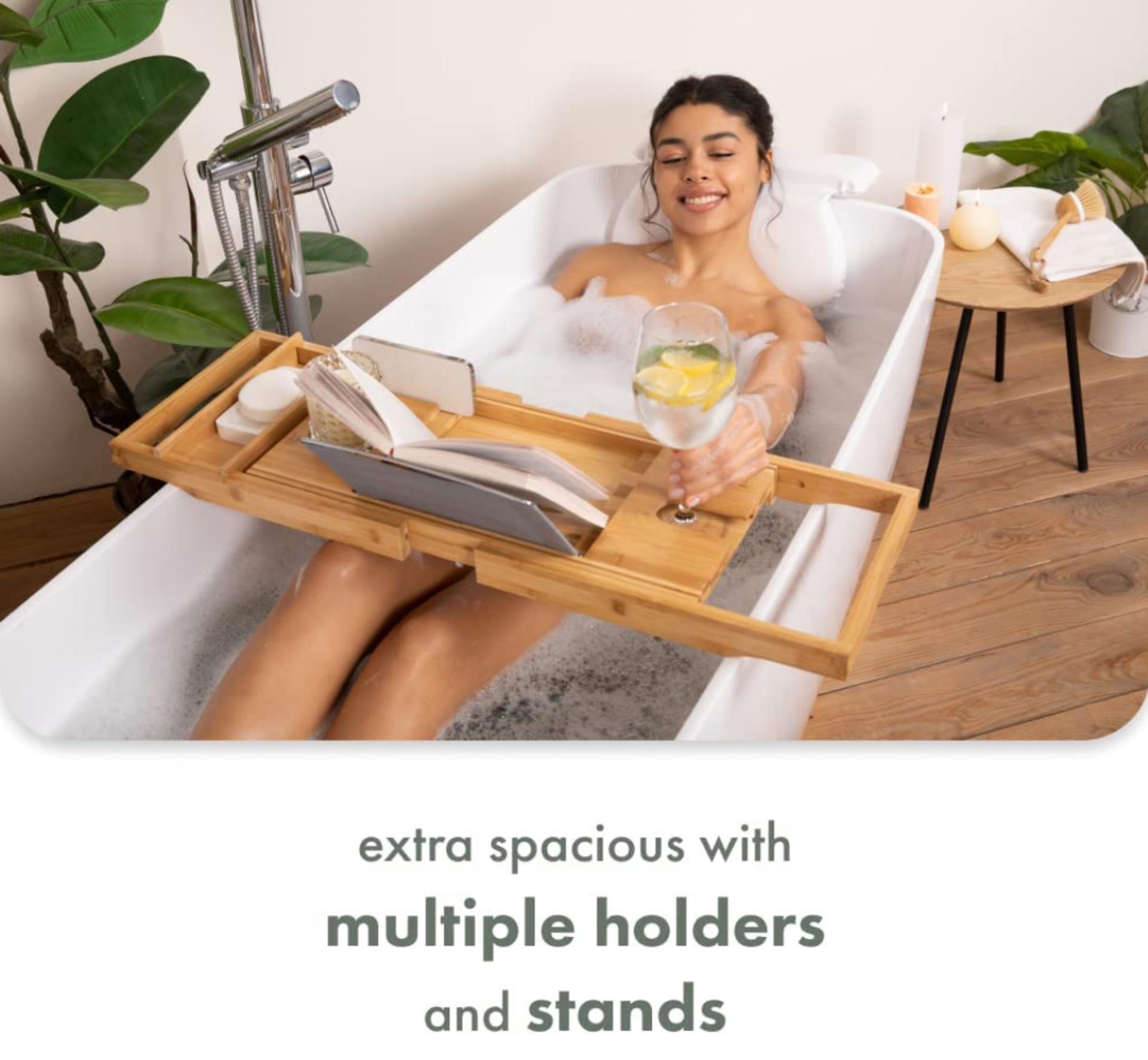 Tranquil Beauty Bath Caddy/Tray Natural Sustainable Bamboo - (NEW) - RRP Â£20+! - Image 9 of 10