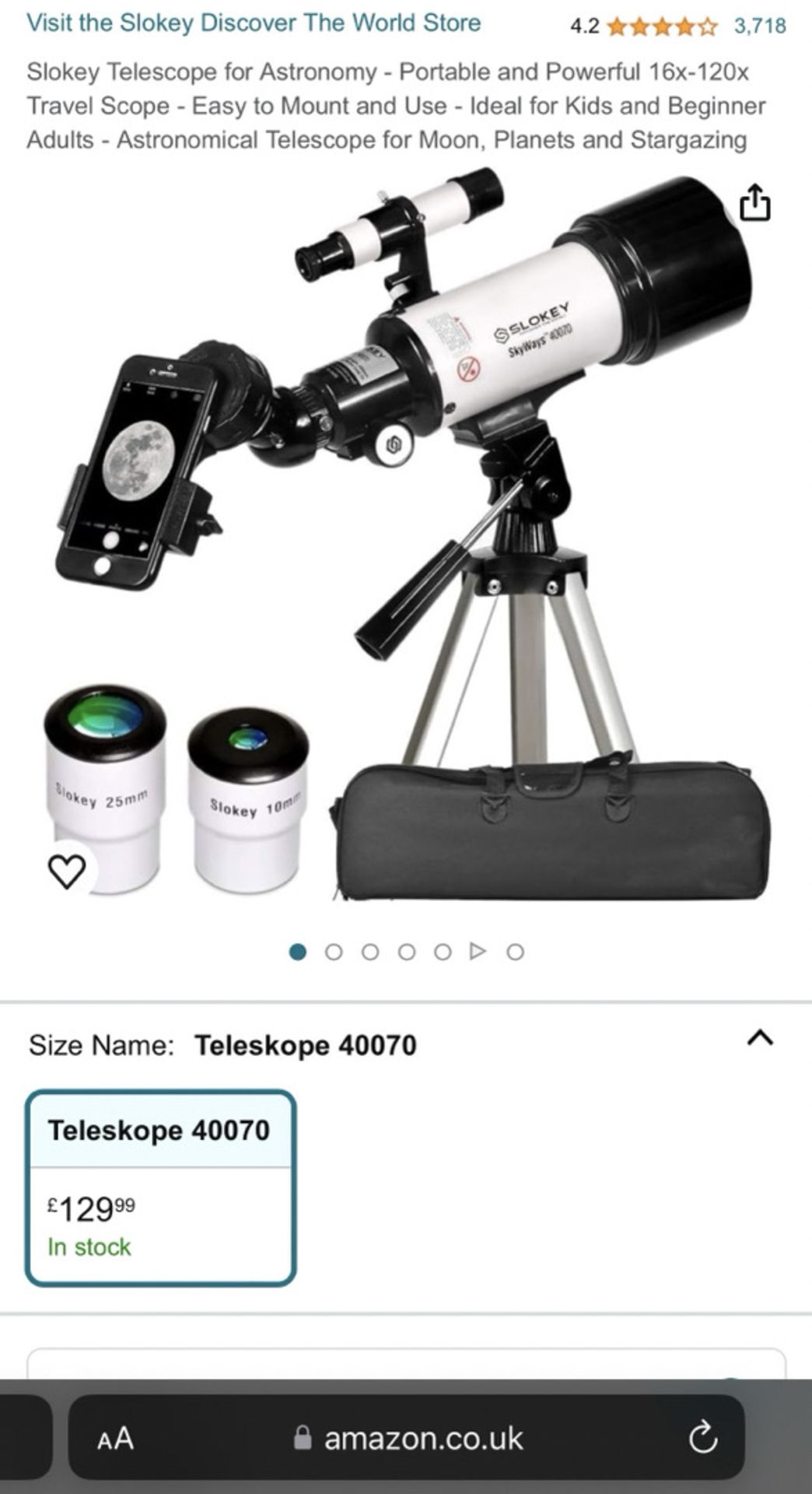 3 x Slokey 40070 Skyways Telescope for Astronomy with Accessories (NEW) - AMAZON RRP Â£389.97 !