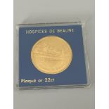 Beaune Hospices 22ct Gold Plated Coin / Medal - NO VAT !